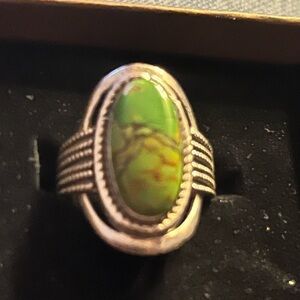 Silver Ring with Vibrant Green Stone